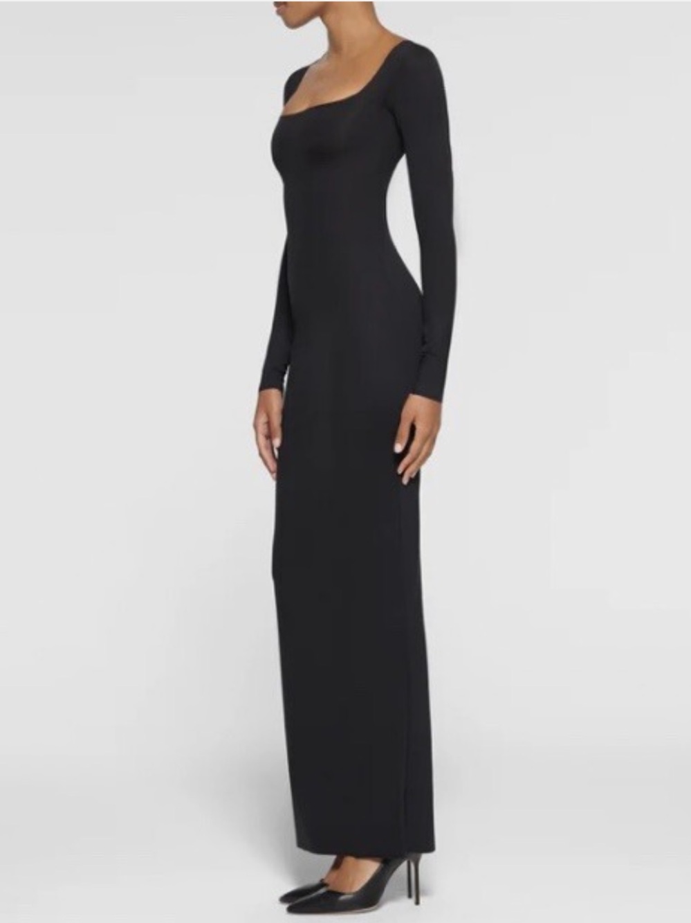 SKIMS body long sleeve slip dress XL onyx compression shaping timeless LBD - Picture 10 of 15